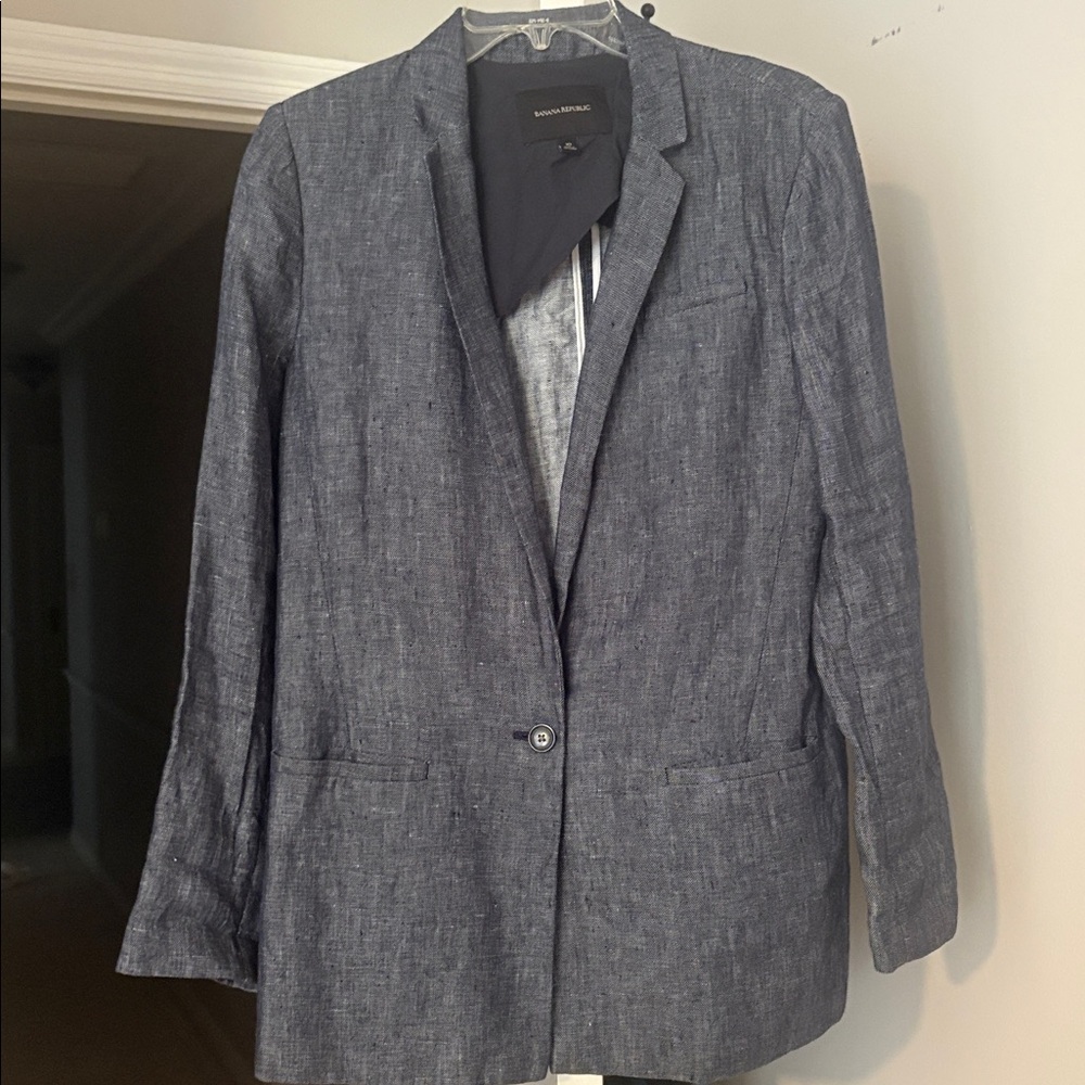 Banana Republic Women's Blue Linen Blazer - Picture 14 of 16
